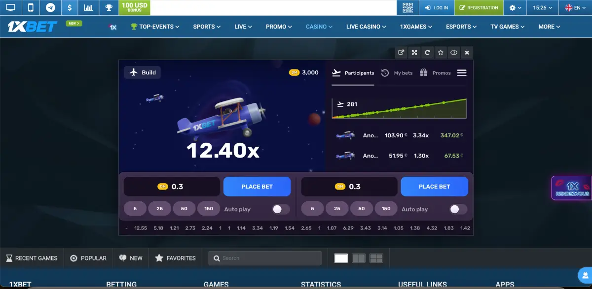 Гра Aviatrix на платформі 1xBet